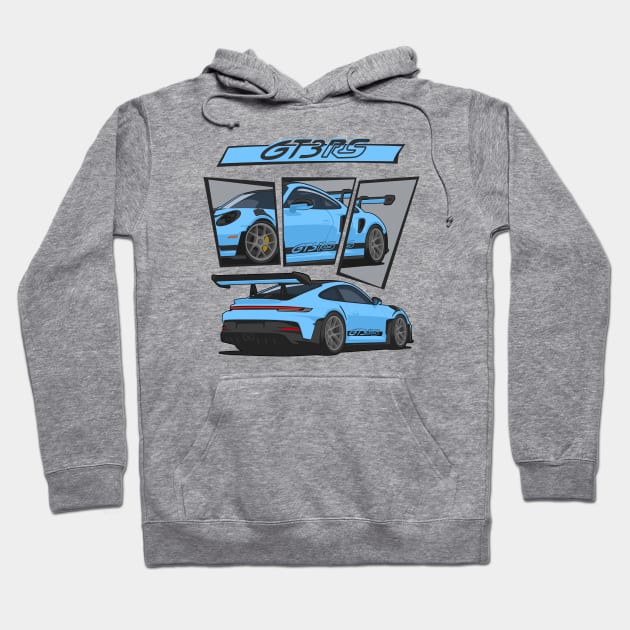 car 911 gt3 rs detail light blue Hoodie by creative.z
